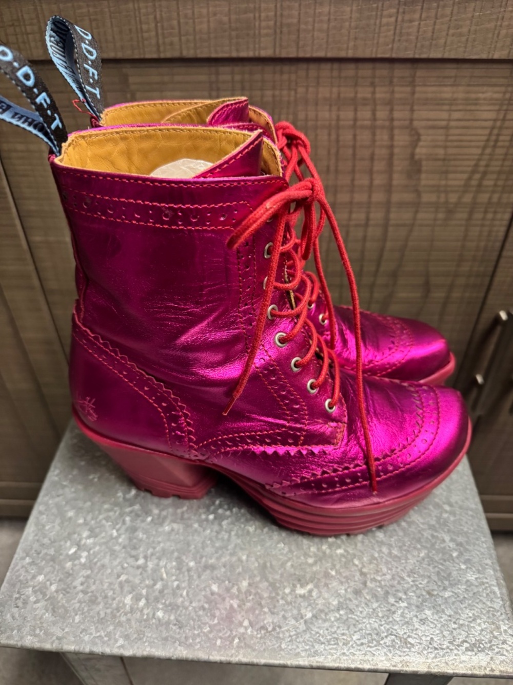 Mellow Bebop Mid Heel Brogue Boots - Picture 4 of 5